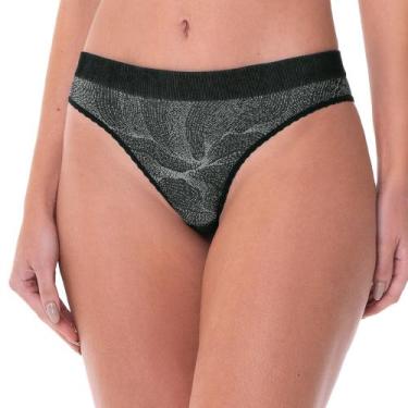Imagem de Calcinha Biquíni Jacquard sem Costura Floral Preto - Zee Rucci, GG