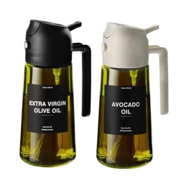 Imagem de Dispensador De Azeite Em Vidro Verde Escuro 16oz, Garrafa 2 Em 1 Para 