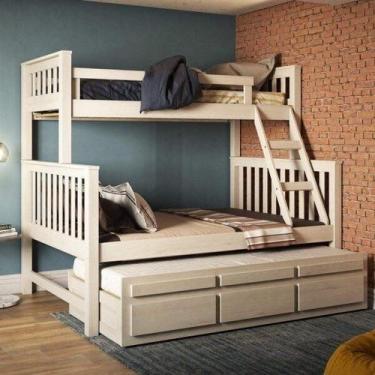 Imagem de Treliche Com Cama De Casal Com 3 Gavetas 100% Madeira Maciça - Móveis 