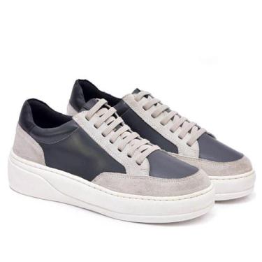 Imagem de Tênis Casual Ferrara Tokio 100% Couro Legítimo Masculino, 44, Grafite,