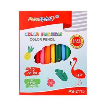 Imagem de Conjunto De 12 Lápis De Cor Mini Pré-Afiados Para Crianças E Estudante