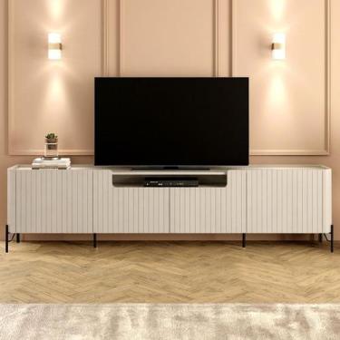 Imagem de Rack para Sala 260cm com 4 Portas Brise Pés Metal 100% MDF - Casa Lar 