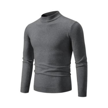 Imagem de Suéter Masculino Oversized De Gola Redonda Em Tricô, Quente, Cor Sólid