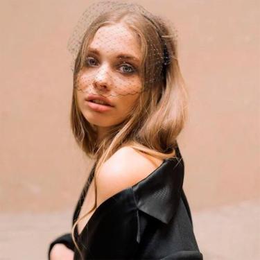 Imagem de Véu Noiva Rosto Voilet Vintage Tule Bordado Preto Casamento - - anjo d