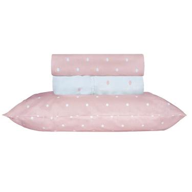 Imagem de Jogo De Cama Duplo Queen 4 Peças Percal 180 Fios Petit Rosa Sonhare Prata