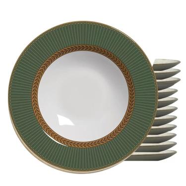 Imagem de Jogo 12 Pratos Fundo Celebrate Verde Plus Cerâmica Alleanza 25 Cm
