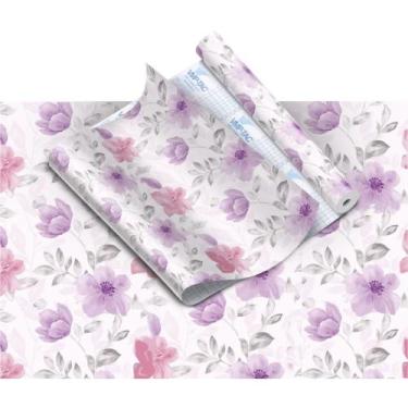 Imagem de Papel de Parede Plástico Adesivo 45CM X 10M Floral Lilás - - VMPVMP