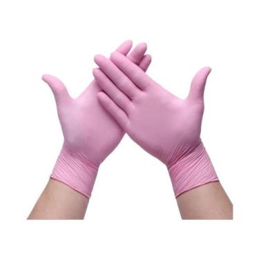 Imagem de Luvas De Nitrilo Rosa Descartáveis Sem Pó 20 50 100PCS Para Limpeza Do