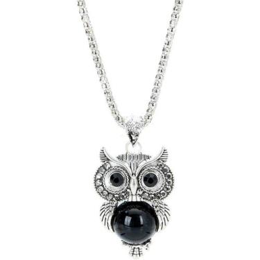 Imagem de kit Colar + brinco pulseira Coruja Pedra Strass Diamante - - anjo da m