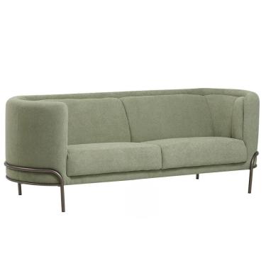 Imagem de Sofá Luminne 3 Lugares 180cm Base Titânio Bouclé Verde Claro - Nexta Casa