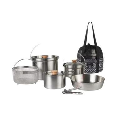 Imagem de Conjunto De Panelas Grandes De Aço Inoxidável 14 22 Peças Para Camping
