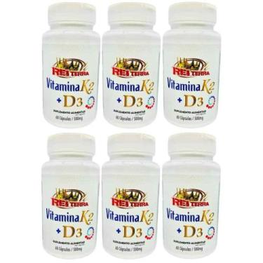 Imagem de 6x Vitamina K2 + Vitamina D3 60 Cápsulas 500mg - Rei Terra