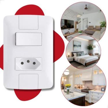 Imagem de Conjunto Tomada Com Interruptor Tramontina 20a 250v Branca