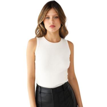 Imagem de Blusa Feminina Básica Regata Ribana Algodão Premium - - Levosch, Off w