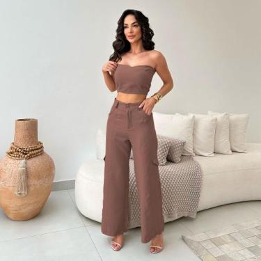 Imagem de Conjunto Feminino em Alfaiataria Calça Cargo e Top - Nifty Closet, Mar