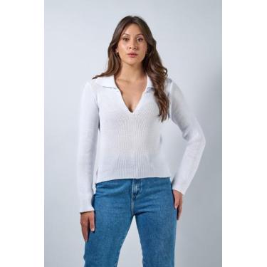Imagem de Blusa polo manga longa 21249 - MIMO MALHAS, Branco, M, Poliester
