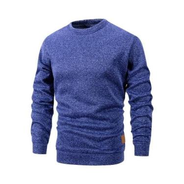 Imagem de Suéter Masculino De Malha Gola Redonda Manga Longa Cor Sólida Casual S