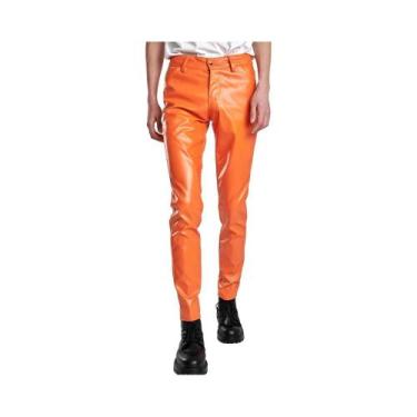 Imagem de Calças Masculinas Skinny Fit Em Couro PU Com Stretch Para Moda, Festas