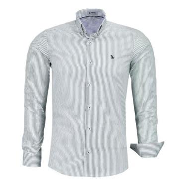 Imagem de Camisa Listrada Social Slim Masculina Amil Manga Longa 1821, Preto, 3