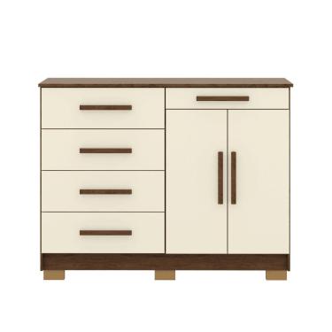Imagem de Cômoda Sapateira Armario Multiuso Sirius em MDF com Puxadores em MDF Imbuia Champanhe para Quarto