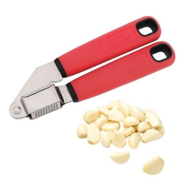 Imagem de Espremedor de Alho Manual Amassador para Cozinha em Silicone e Aço Inoxidável com Design Ergonômico Vermelho Betty
