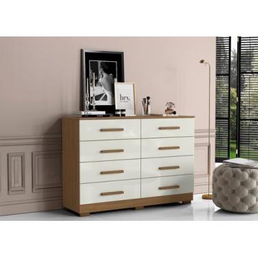 Imagem de Cômoda Multiuso 08 Gavetas 136cm - Atacama/ Off White Aramóveis 
