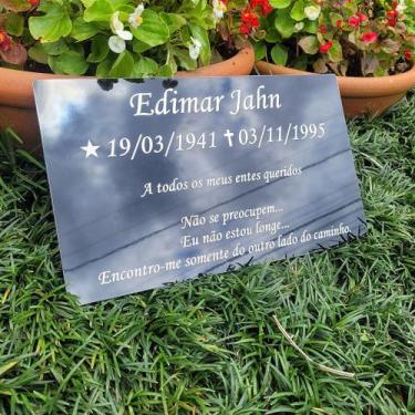 Imagem de Placa Lápide para Túmulo em ACM 30x20cm - Personalizável com Nomes e D