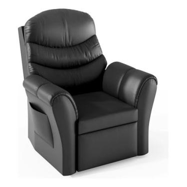 Imagem de Poltrona do Papai Preta Estofada Reclinável Sofisticada - Bonan