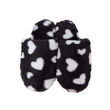 Imagem de Pantufa Feminina Aberta Coração Preta Basic+ Nº 33/34