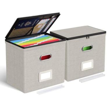 Imagem de Cajas Organizadoras de Archivos Oterri con Tapa Beige, Pequeñas, Paque