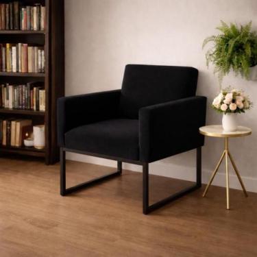 Imagem de 1 Poltrona para Recepção Lina com Base de Ferro Preto Resistente - Móv