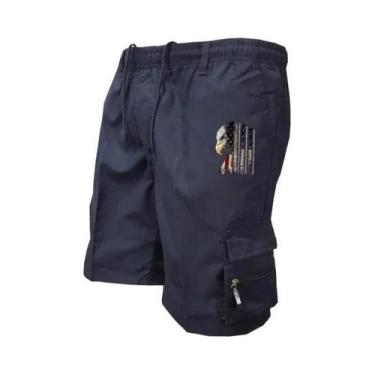Imagem de Bermudas Cargo Masculinas Com Cintura Elástica Para Trabalho, Lazer Ao