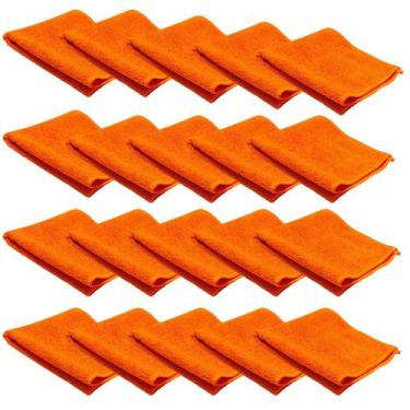 Imagem de Kit 20 pano microfibra ecologico uso geral 30x30cm laranja - FLASH TRU