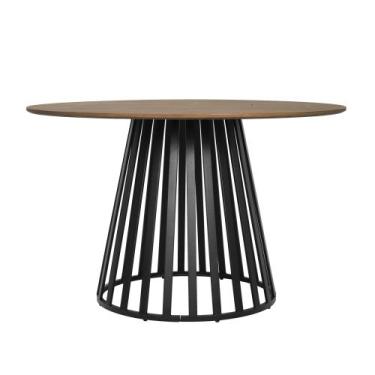 Imagem de Mesa de Centro Cone Base Metálica Preta Tampo Amadeirado 120cm - WAW D