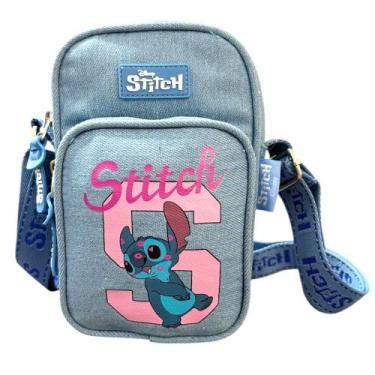 Imagem de Bolsa Pequena Transversal Stitch Juvenil Disney efeito jeans, Azul