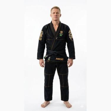 Imagem de Kimono Jiu Jitsu Snake Trançado 100% Algodão Preto Shiroi Cor:PretoTam