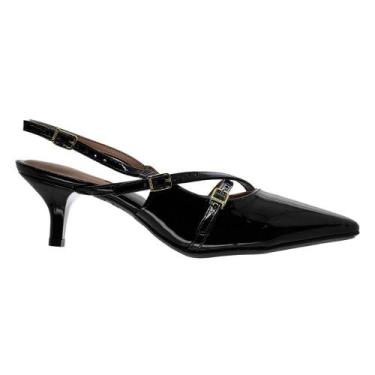 Imagem de Scarpin Feminino SlingBack Vizzano 1122.885 Verniz Preto, 38, Preto