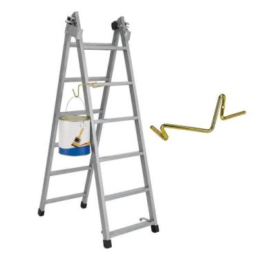 Imagem de Escada Extensiva 2,40m 5x8 Cinza + Suporte Balde Escada - BcaloS