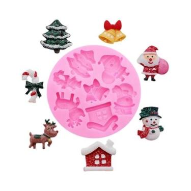 Imagem de Molde De Silicone Para Sino De Natal, Boneco De Neve E Casa De Neve Pa