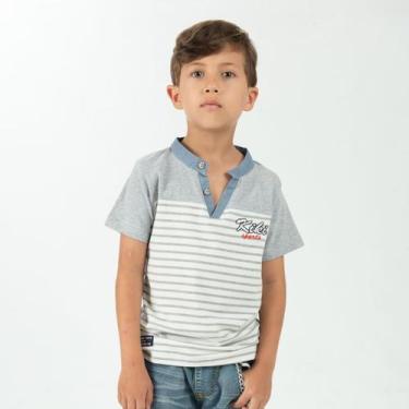 Imagem de Camiseta Infantil Menino Kiki Gola V - Importada, Cinza, 6