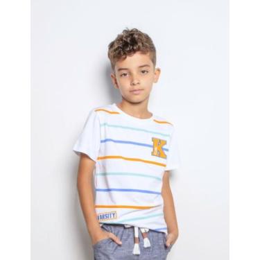 Imagem de Camiseta Infantil Menino Kiki, Branco, 6