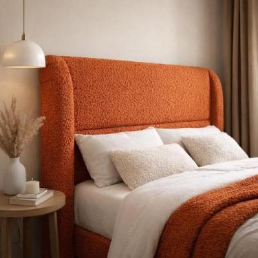 Imagem de Cabeceira de Cama Box Viuva 1,20m Livia Boucle Terracota - Mirra Decor