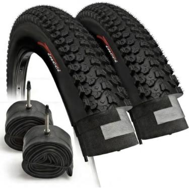 Imagem de Fincci Set 26 x 2.125 Bike Tires 57-559 Foldable with Presta Valve Inner Tubes for MTB Hybrid City Bike Bicycle Cycle