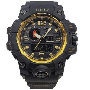 Imagem de Relógio Masculino AnaDigi Onix OX117 Resistente à água 5 ATM Preto e D