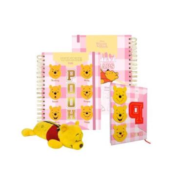 Imagem de Kit Material Escolar Ursinho Pooh com 1 Estojo Pelúcia Agenda 2025 e C