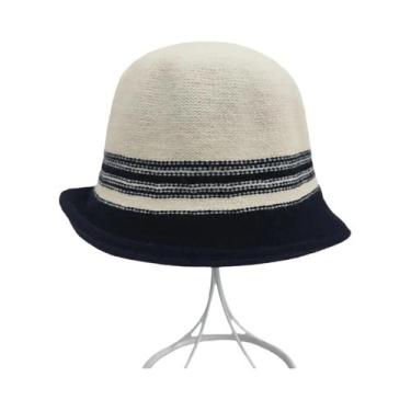 Imagem de Chapéus De Lã Listrados Femininos Dobráveis: Elegantes Fedoras, Panamá