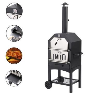 Imagem de Forno De Pizza A Carvão Master Portátil Com 2 Grelhas E Kit De Acessór