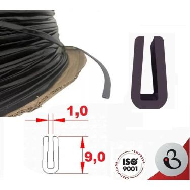 Imagem de 50 Metros - Perfil pvc Tipo U Preto Brilho - 9 x 1mm - para Chapas 1mm de espessura