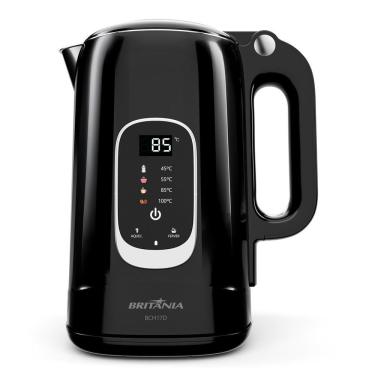 Imagem de Chaleira Elétrica Britânia BCH17D 1250W 1,7L Aço Inox Preto Painel Touch Controle Temperatura Desligamento Automático