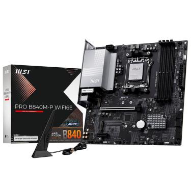 Imagem de Placa Mãe MSI Pro B840M-P Wi-Fi 6E com Socket AM5 e DDR5 para RGB Gaming Preto com 4x SATA 6GB-S e Pcie 4.0